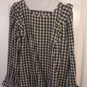 Plaid fall ruffle top